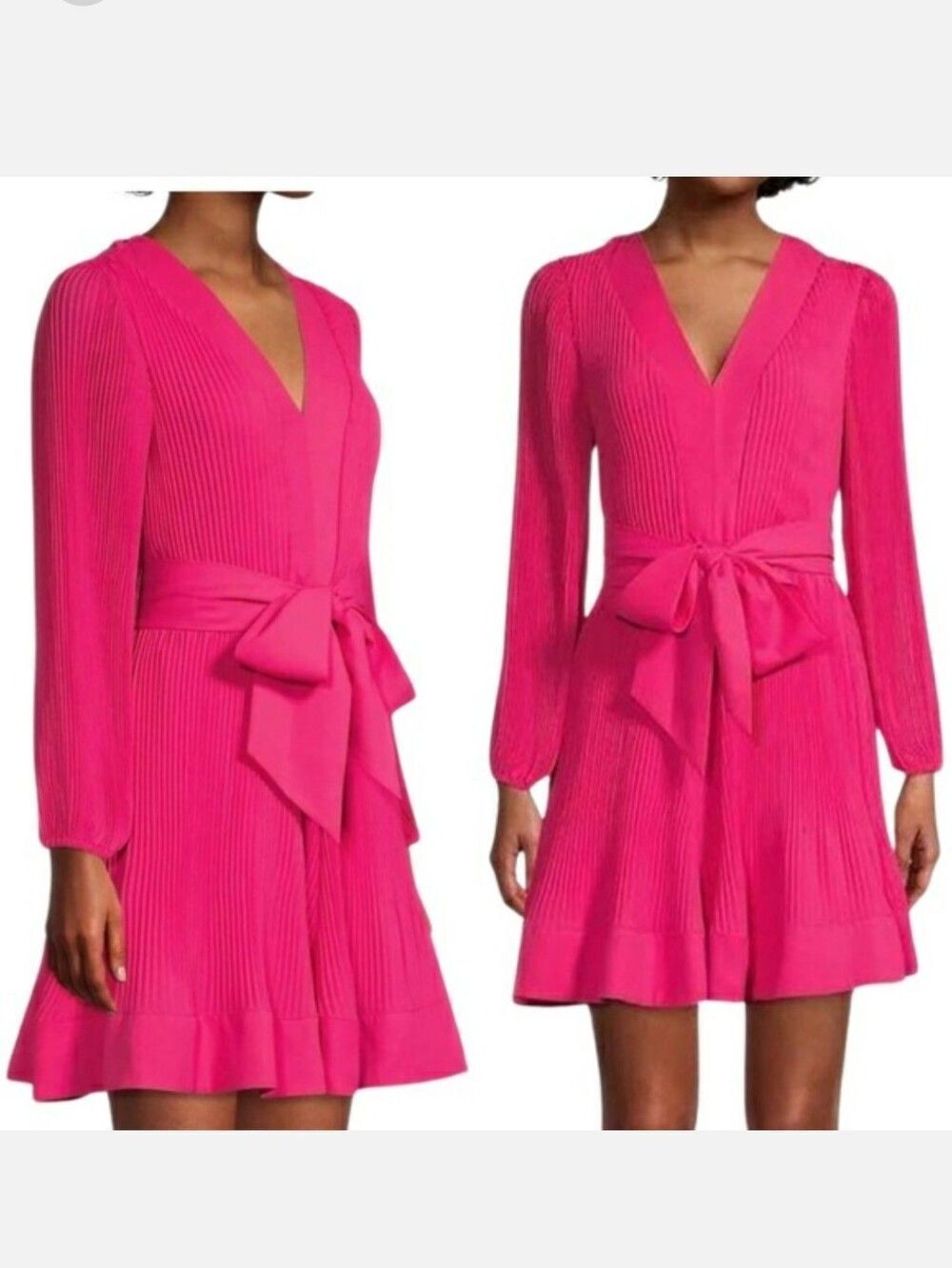 MILLY NWT Hot Pink Pleat Mini Dress 10